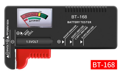 Tester de capacitate a bateriei BT-168, indicator de putere analogic inteligent, verificator de măsurare pentru baterii CD de celule 9V 1.5V AA AAA