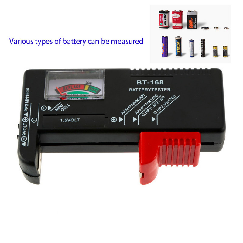 Tester de capacitate a bateriei BT-168, indicator de putere analogic inteligent, verificator de măsurare pentru baterii CD de celule 9V 1.5V AA AAA