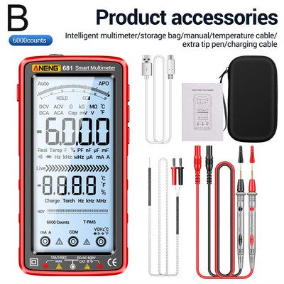 ANENG 683 681 Skaitmeninis multimetro testeris Įkraunamas testeris Matuoklis Elektrinis multimetras Multimetras 6000 Skaičius RMS True Z4F3