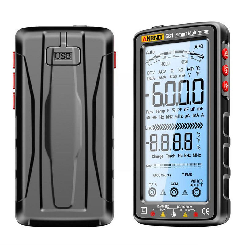 ANENG 683 681 Skaitmeninis multimetro testeris Įkraunamas testeris Matuoklis Elektrinis multimetras Multimetras 6000 Skaičius RMS True Z4F3