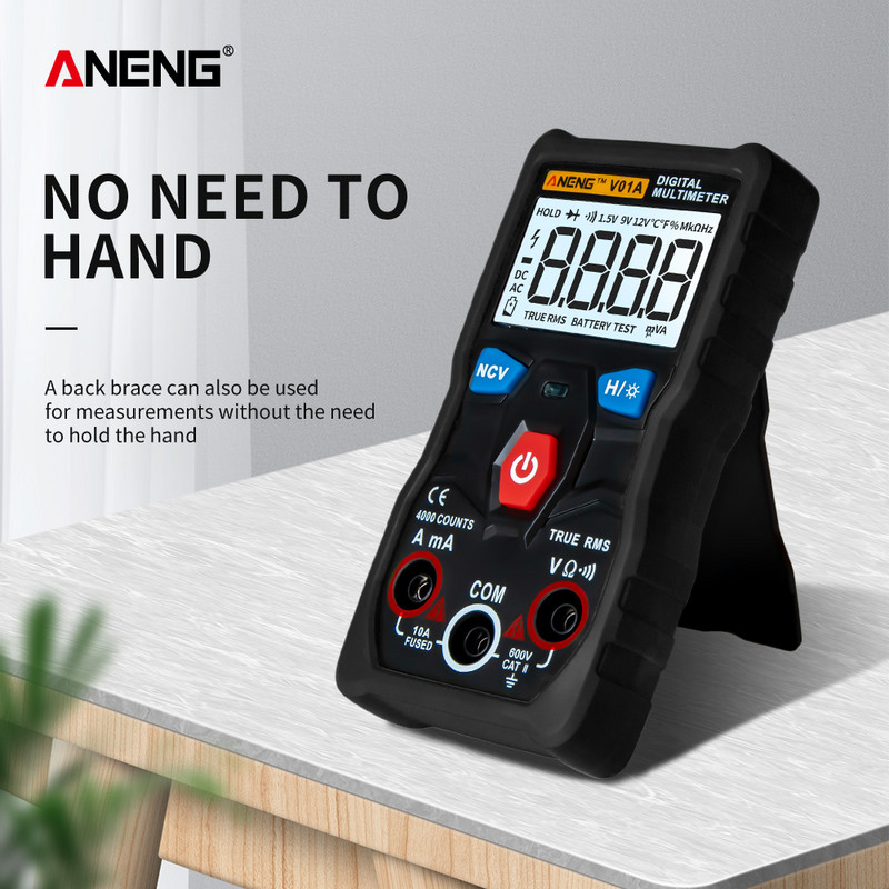 V01A viedais digitālais multimetra testeris Automātisks True-RMS Intelligent NCV 4000 Skaita maiņstrāvas/līdzstrāvas sprieguma strāvas omu mērītāja tests