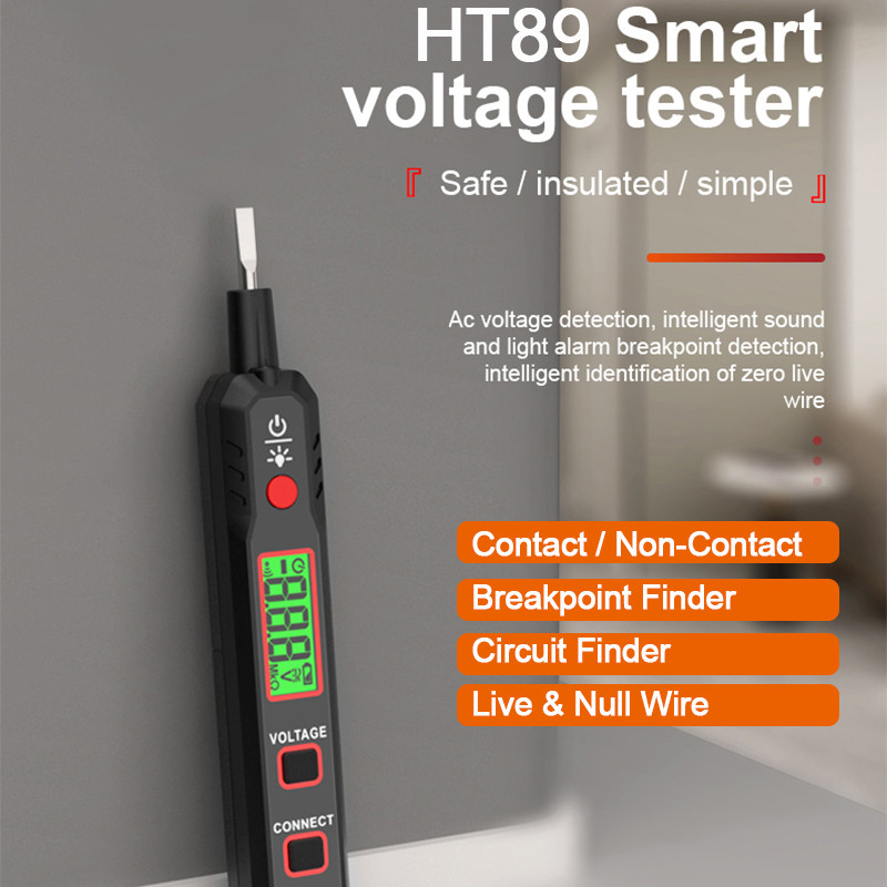 HT89 új intelligens feszültségvizsgáló toll AC 12-300V LCD kijelző mini voltmérő töréspont érzékelés folytonosság teszt áramkör ellenőrzése