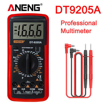 ANENG DT9205A Цифров мултицет AC/DC транзисторен тестер Електрически NCV тестов метър Професионален аналогов автоматичен обхват Multimetro