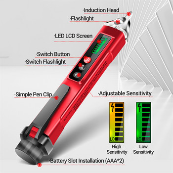 Multi Digital Test Pencil AC/DC Tester Non Contact Electrical Voltage Detector Test Pen LCD Display Screwdriver Electrician