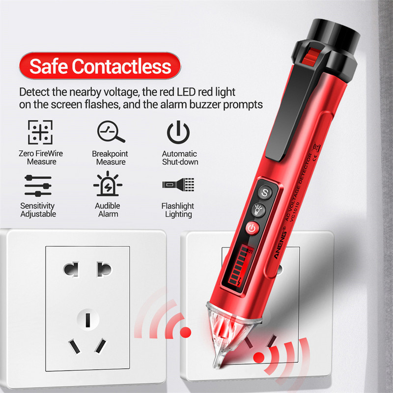 Multi Digital Test Pencil AC/DC Tester Non Contact Electrical Voltage Detector Test Pen LCD Display Screwdriver Electrician