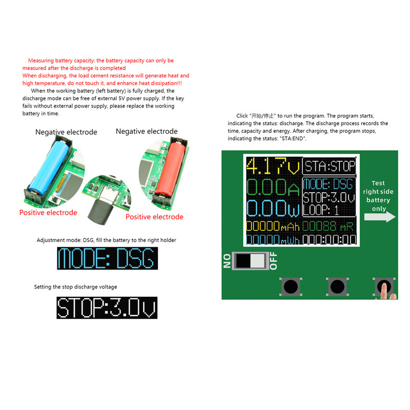 18650 Lithium Battery Capacity Tester Module MAh MWh Digital Battery Power Detector Module 18650 Battery Tester Type-C Interface