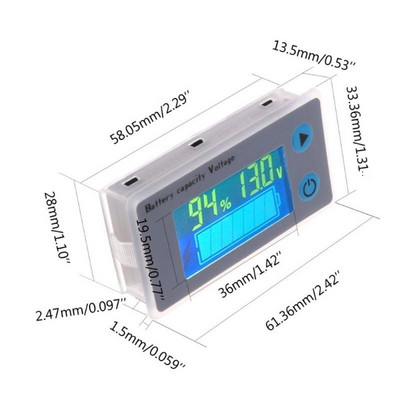 12V 24V 36V 48V 60V 72V Power Display Voltmeter Power Meter JSC 33 Battery Voltmeter 10V-100V Gauge