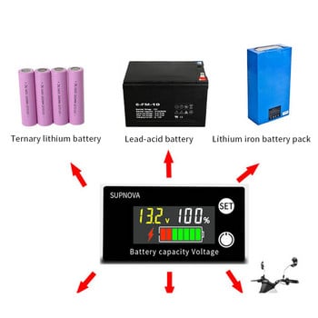 DC 8V-100V LCD Μπαταρία Voltmeter Χωρητικότητα Ένδειξη Μετρητής ισχύος Lithium LiFePO4 κυψέλη μολύβδου-οξέος 12V 24V 48V για μπαταρία LCD 6133A