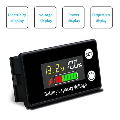 DC 8V-100V LCD baterijos voltmetro talpos indikatorius galios matuoklis ličio LiFePO4 švino rūgšties elementas 12V 24V 48V, skirtas 6133A LCD baterijai