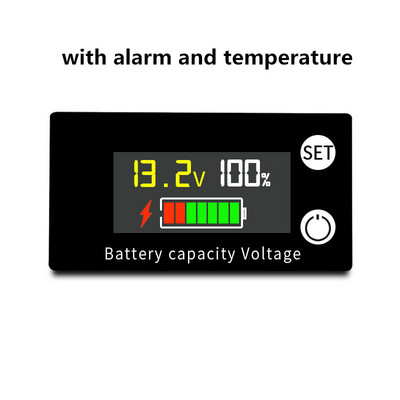 DC 8V-100V LCD akkumulátor Voltmérő Kapacitásjelző Teljesítménymérő Lítium LiFePO4 ólom-sav cella 12V 24V 48V 6133A LCD akkumulátorhoz