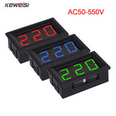 KWS-AC220 LED digitālais voltmetrs AC50-500V sprieguma mērītāja instrumenta rīks 2 vadi sarkans zaļš zils displejs sprieguma testera detektors