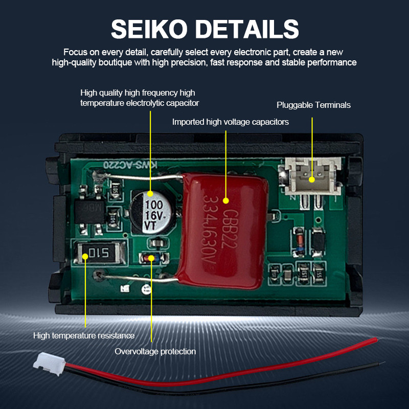 KWS-AC220 LED digitālais voltmetrs AC50-500V sprieguma mērītāja instrumenta rīks 2 vadi sarkans zaļš zils displejs sprieguma testera detektors
