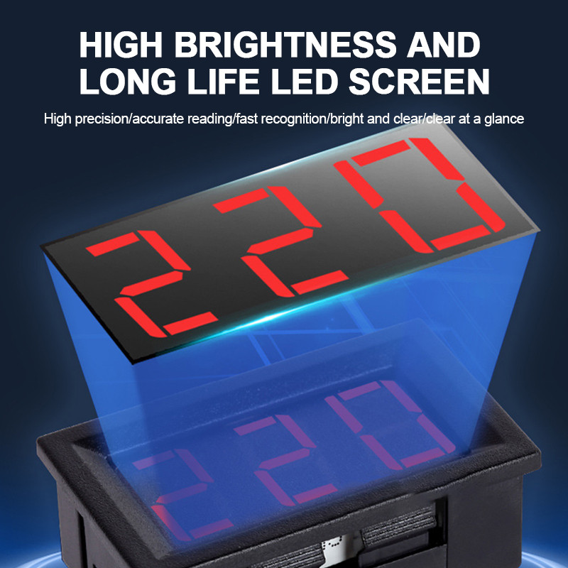 KWS-AC220 LED digitālais voltmetrs AC50-500V sprieguma mērītāja instrumenta rīks 2 vadi sarkans zaļš zils displejs sprieguma testera detektors