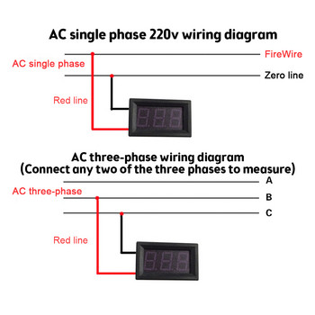 0,56-инчов AC LED цифров волтметър 3-500V измервател на напрежение Автомобилен мобилен тестер за захранване Детектор на напрежение Зелен Син Червен