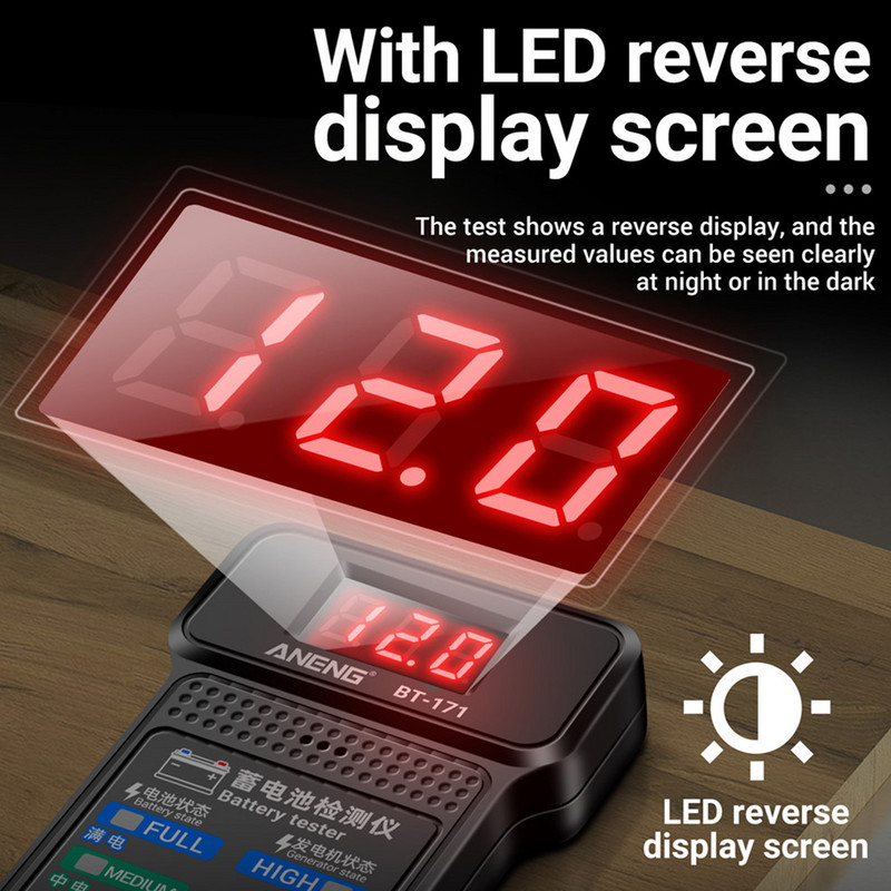 BT-171 12V aku tester LCD digitaalne automaatne akuanalüsaator laadimine väntamissüsteemi tester auto aku kontrollija diagnostika tööriistad