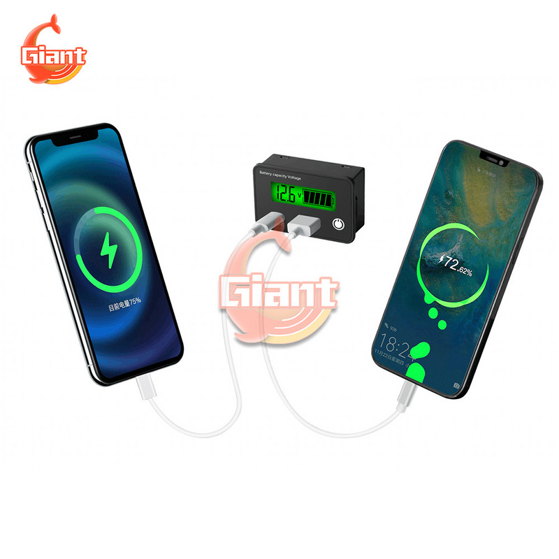 DC8-30V USB3.0+Tpye-C svina skābes litija akumulatora jaudas indikators automašīnas motociklam digitālā voltmetra sprieguma mērītāja rīks