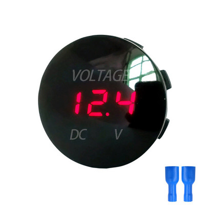Aleekit DC 5V-48V LED Mini kerek vízálló motorcsónak motorcsónak panel digitális feszültségmérő teszter monitor kijelző feszültségmérő
