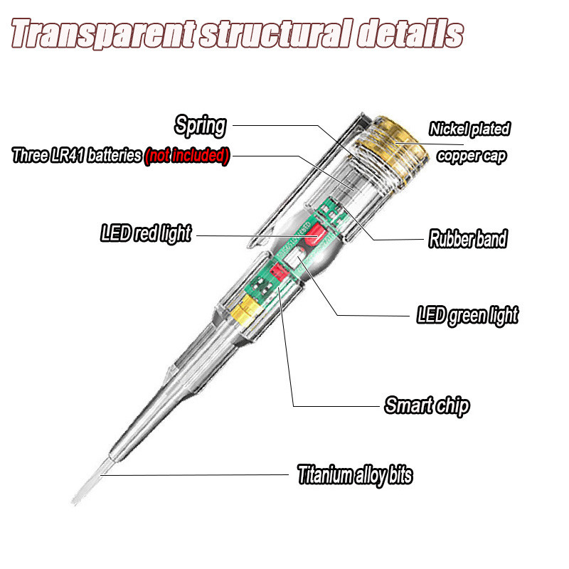 Inteliģenta sprieguma testera pildspalva maiņstrāvas bezkontakta indukcijas jaudas detektors elektriskais skrūvgriezis indikators ķēdes pārbaudītāja rīki