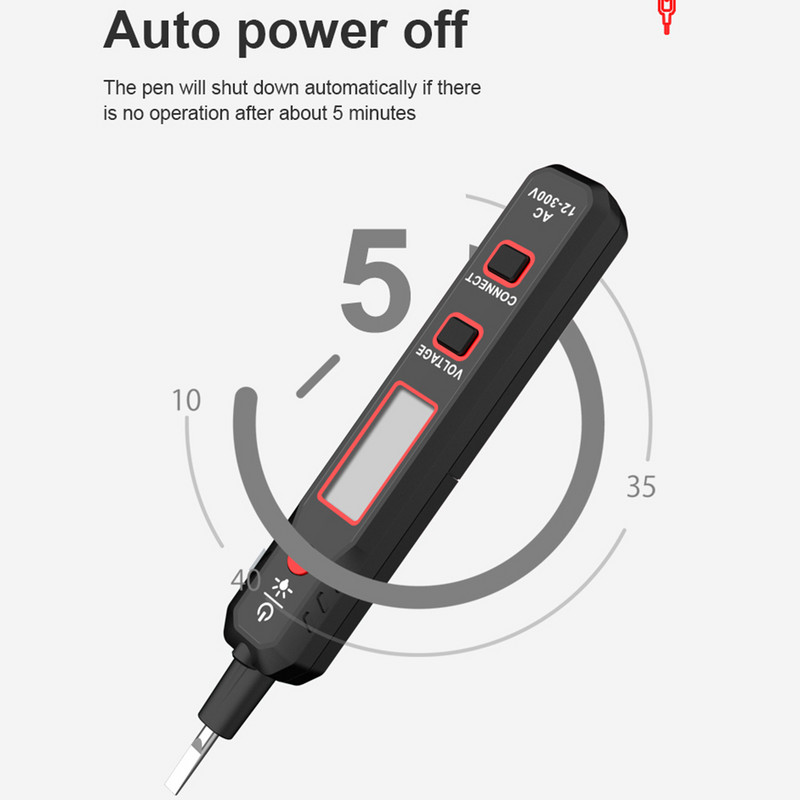 HT89 įtampos detektoriaus rašiklio kontaktinio tikrinimo rašiklis didelio jautrumo indukcinės kintamosios srovės įtampos testeris su foniniu apšvietimu LCD garso šviesos signalizacija