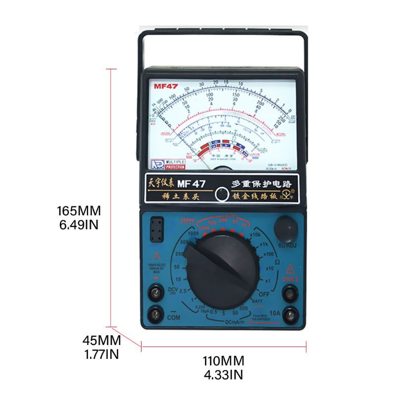 Y51B mechanikus mutató típusú multiméter mérés AC DC ohmmérő MF47/JO411 tesztelő
