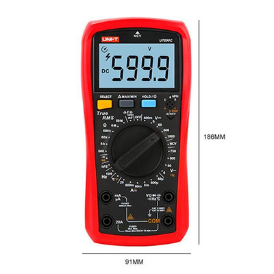 UNI-T digitális multiméter hordozható ellenállás-kapacitás AC DC feszültség AC áram frekvencia hőmérséklet dióda teszter