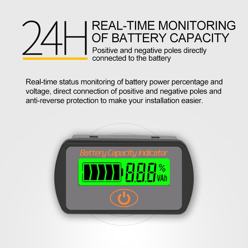 Puutetüüpi pinge aku mahu indikaator 12V/24V reguleeritav LCD auto plii-happe liitiumaku voltmeeter pingetester LY7S