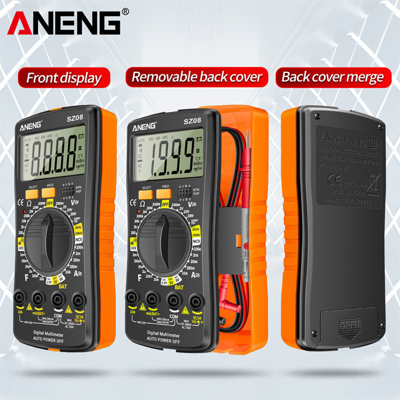 Kézi digitális multiméter automatikus hatótávolság kézi digitális osztott multiméter DC AC dióda feszültségmérő