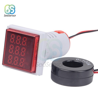 AC 50-500V 0-100A Τετράγωνο LED Ψηφιακό βολτόμετρο Αμπερόμετρο Τάσης Μετρητής ρεύματος Αυτοκινήτου Volt Amp Tester Detector AC 110V 220V