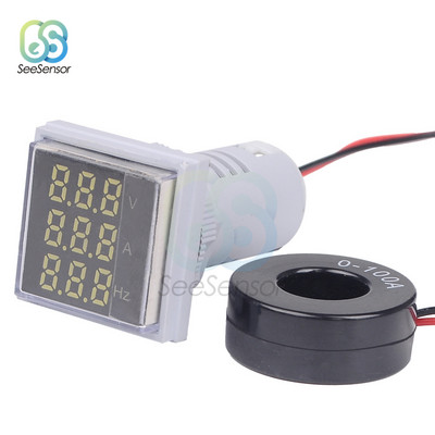AC 50-500V 0-100A Τετράγωνο LED Ψηφιακό βολτόμετρο Αμπερόμετρο Τάσης Μετρητής ρεύματος Αυτοκινήτου Volt Amp Tester Detector AC 110V 220V