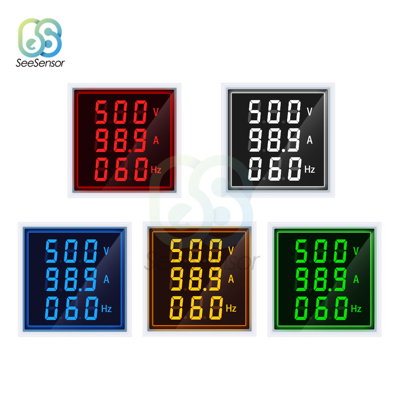 AC 50-500V 0-100A Τετράγωνο LED Ψηφιακό βολτόμετρο Αμπερόμετρο Τάσης Μετρητής ρεύματος Αυτοκινήτου Volt Amp Tester Detector AC 110V 220V