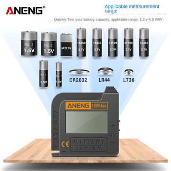 ANENG 168Max Цифров тестер за капацитет на литиева батерия Универсален тест Кариран анализатор на натоварване Дисплей Проверка AAA AA Клетка с бутон