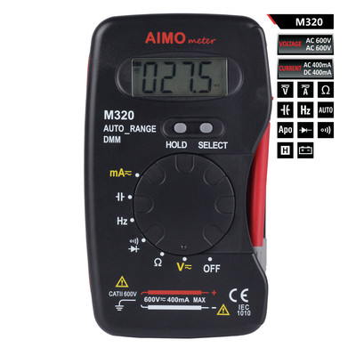 AIMO M320 digitális multiméter teszter kézi DC AC feszültség árammérő multiméter frekvencia kapacitás mérő
