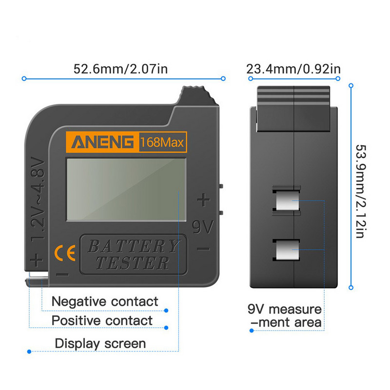 Universalus skaitmeninis baterijų testerio analizatorius, profesionalus ekranas, lengvas ir patogus baterijų tikrinimo diagnostikos įrankis