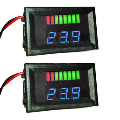 2X 12V rūgštinės švino baterijos talpos indikatorius įkrovimo lygio LED testeris mėlynas voltmetras