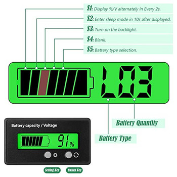 Индикатор за капацитет на батерията Модифициран дисплей на част Волтметър