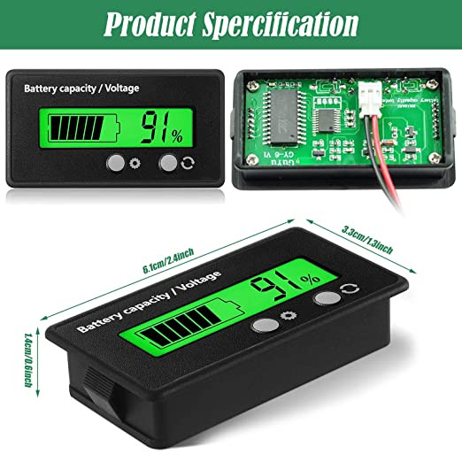 Akkumulátor kapacitás jelző Módosított alkatrész kijelző Voltmérő