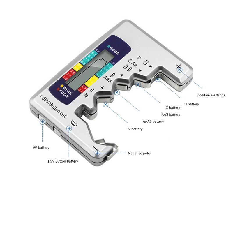 Digitaalne aku tester aku mahutavuse kontrollija CDN 9V AA AAA 1 5V patarei võimsuse mõõteseade