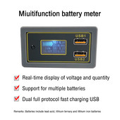 DC6V-30V Indicator de capacitate a bateriei de mașină 12V 24V Voltmetru de mașină Panou de măsurare a tensiunii Încărcare rapidă Monitor de baterie cu ieșire dublă USB