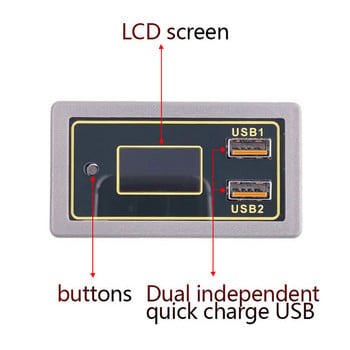 DC6V-30V Ένδειξη χωρητικότητας μπαταρίας αυτοκινήτου 12V 24V Voltmeter αυτοκινήτου Πίνακας μετρητή τάσης γρήγορης φόρτισης Διπλής εξόδου USB Οθόνη μπαταρίας