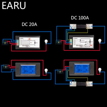 20A 100A AC 80-260V DC 6.5-100V Цифров LED дисплей Волтметър Амперметър Ватметър Мощност Измервател на енергия 12V 24V 110V 220V Волт тестер