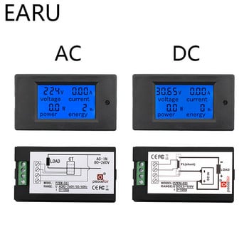 20A 100A AC 80-260V DC 6,5-100V Ψηφιακή οθόνη LED Αμπερόμετρο Βατόμετρο Μετρητής ενέργειας ισχύος 12V 24V 110V 220V Volt Tester