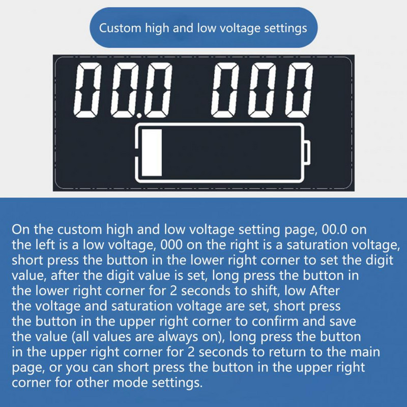 Praktičan dizajn kalibracije Jednostavna instalacija Dvožilni mjerač napona Indikator kapaciteta baterije Kućna opskrba