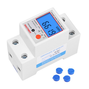 Din Rail LCD Цифрова подсветка Еднофазен измервател на енергия kWh Измервател на консумация на енергия Ватметър Електронен AC 220V 80A Нулиране на нула