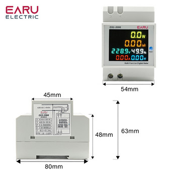 Din Rail Ψηφιακό βολτόμετρο ρεύματος ισχύος Βατόμετρο ηλεκτρικής ενέργειας kWh Μετρητής συχνότητας Volt Amp Monitor AC 220V 110V 380V 100A
