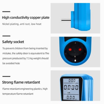 Ψηφιακό Wattmeter Power Meter Voltmeter AC 220V Τρέχον οπίσθιο φωτισμό LCD Time Tester Energy EU US UK AU FR BR Βύσμα IT