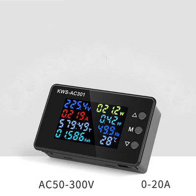 KWS AC 8in1 220V 110V 50V~300V 100A Digitaalne võimsus Energia Voltmeeter Ampermeeter Pinge Wattmeeter Kwh temperatuur Arvesti Aeg Split CT