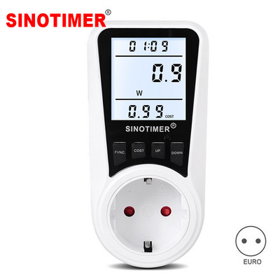 Rūpnīcas cenas spraudnis Strāvas skaitītājs Sprieguma ampēri Elektrības lietojuma monitors sienas kontaktligzda ar digitālo lielu LCD displeju