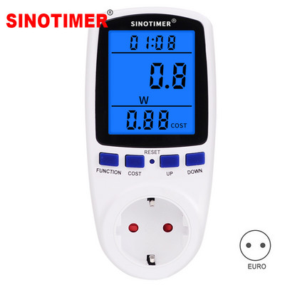 Rūpnīcas cenas spraudnis Strāvas skaitītājs Sprieguma ampēri Elektrības lietojuma monitors sienas kontaktligzda ar digitālo lielu LCD displeju