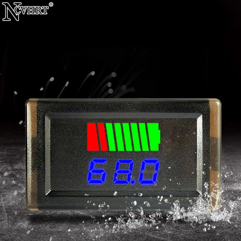 Autó akkumulátor töltöttségi szint jelző 12V 24V 36V 48V 60V 72V lítium akkumulátorok kapacitásmérő teszter kijelző LED tesztelő feszültségmérő