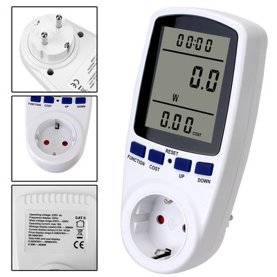 Цифров LCD измервателен изход Изходен анализатор на мощност Kwh Енергомер 220V AC EU Измервател на мощност Гнездо за ватметър